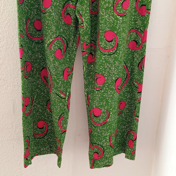 Custom made wide leg pink and green pant - Picture 2 of 5